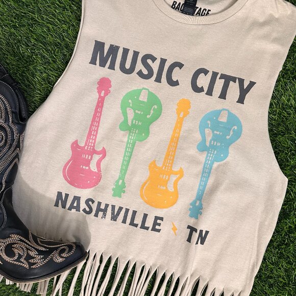 🔴CLOSE OUT | Music City Nashville Fringe Muscle Tank - Picture 1 of 4